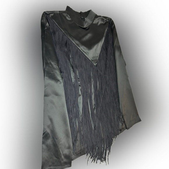 Black Fringe Long Sleeve Top - Picture 7 of 8